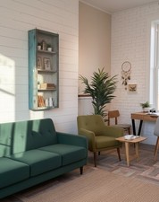 Vintage blaue Glasvitrine 127