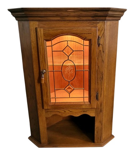 Vintage eiche wand eckvitrine - wand,